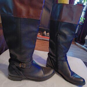 Women's brown and black knee high boots size 9 1/2